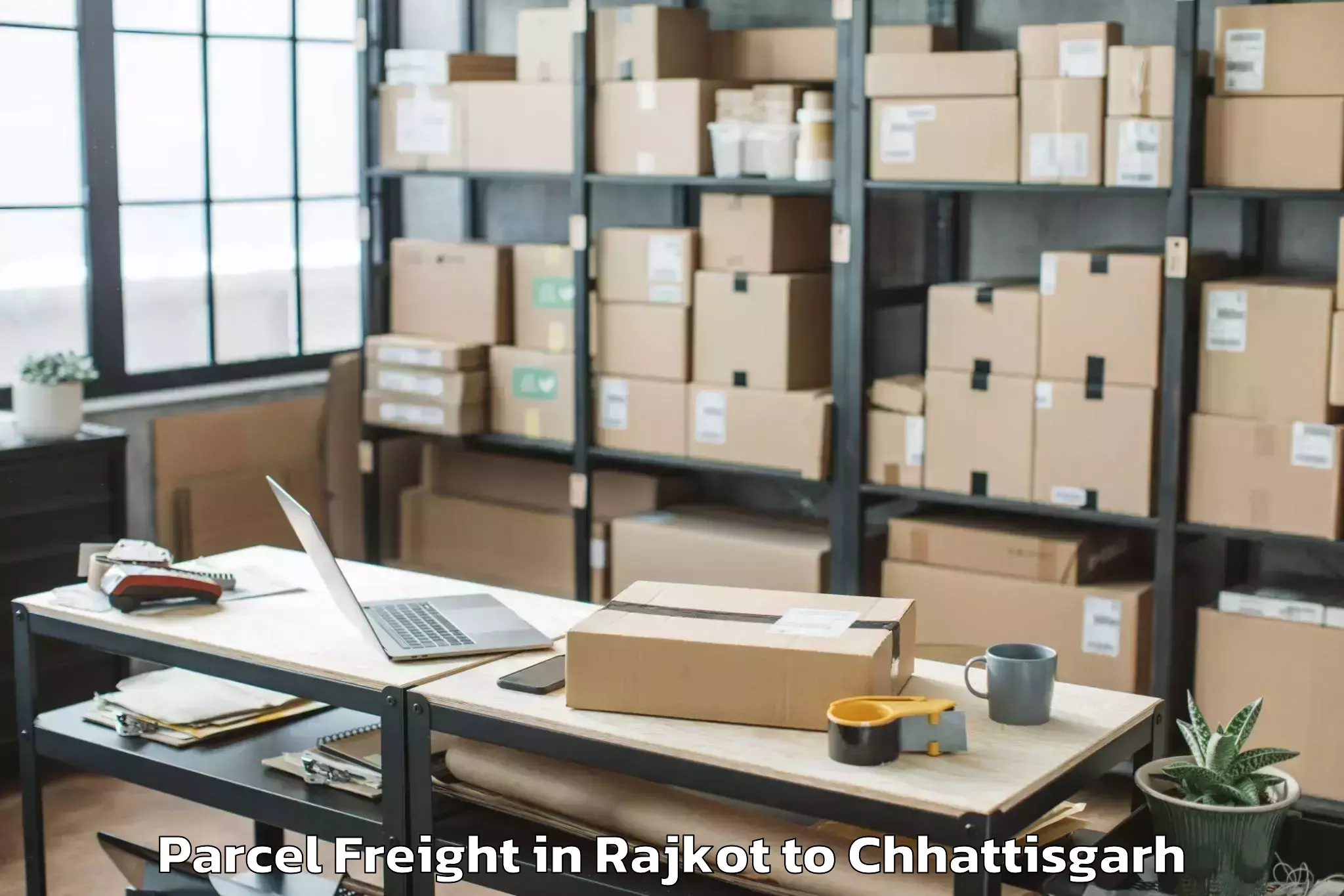 Top Rajkot to Sarguja University Ambikapur Parcel Freight Available